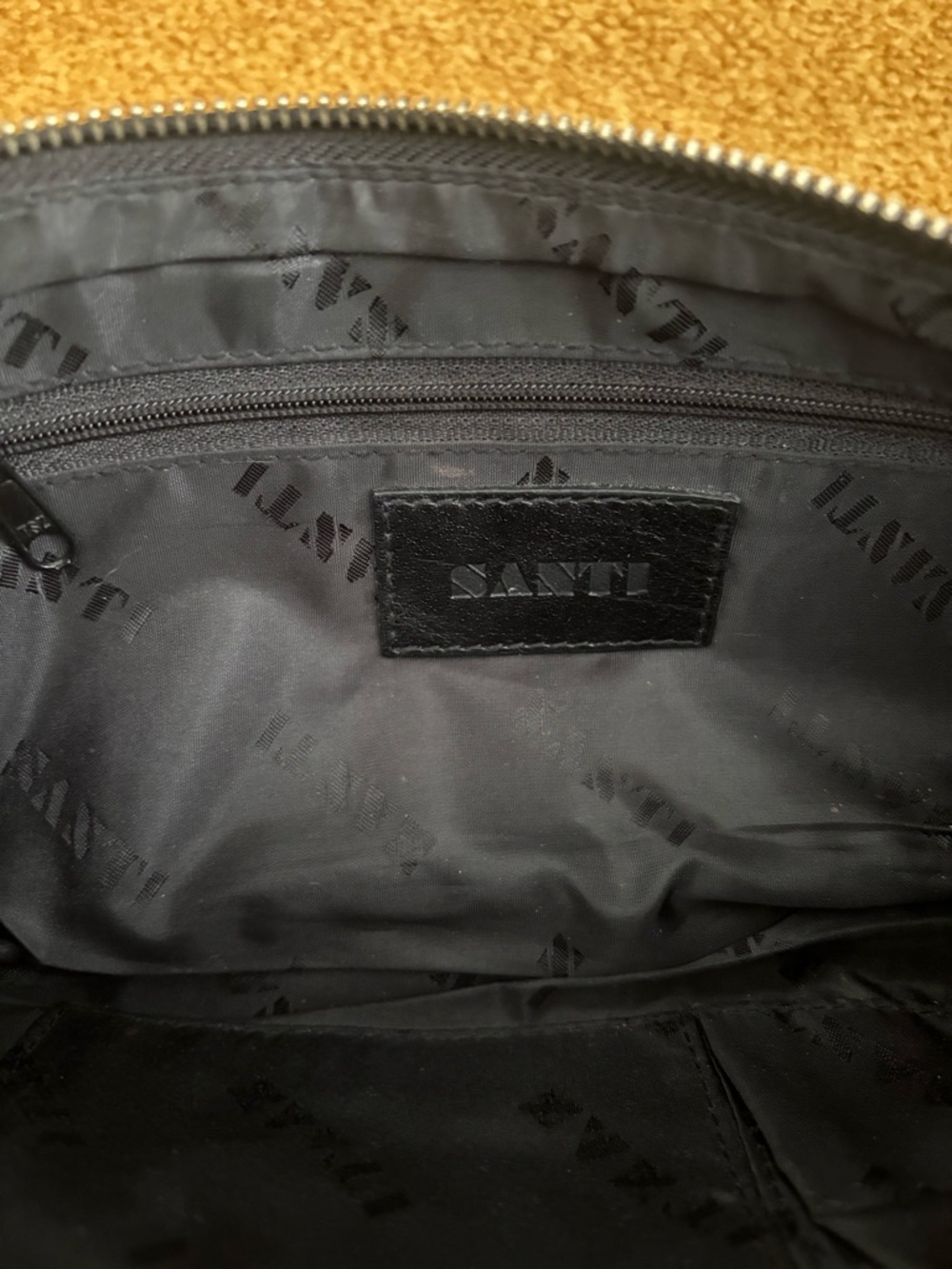 Black Leather Shoulder Bag with Silver Accent - Picture 4 of 5